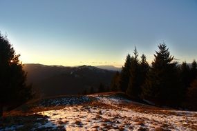 landscape in the mountains at dusk