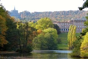 WilhelmshÃ¶he Castle in Berg Park at autumn, germany, kassel