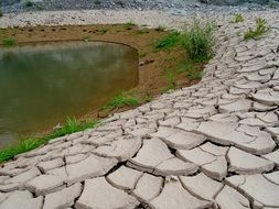 dried earth around the pond