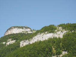 forested mountain side at sky, switzerland, ebenalp