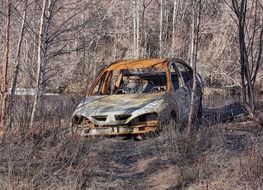 abandoned car in a forest in Finland