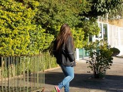 teenager girl walking