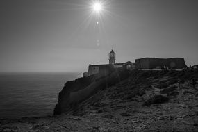 lighthouse on cliff coast seashore view