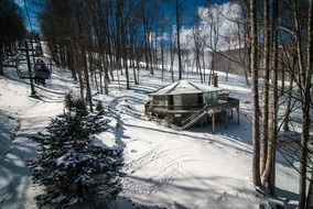 cabin in white alpine