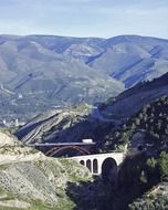 distant view of bridges in the mountains of andalusia