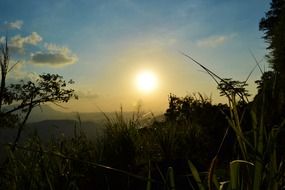 sunset in the blue sky