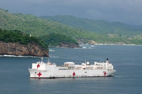 hospital ship sails off the coast San Juan Del Sur in Nicaragua