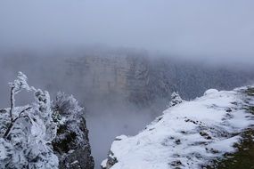 Snow on top of Creux du Van