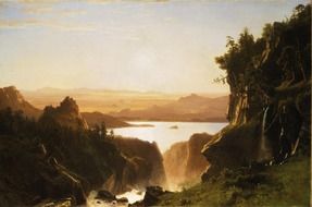 scenic mountain landscape drawn by Alberta Bierstadt