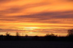 striped orange sky at sunset