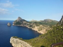 panoramic view of the rocky coast of Mallorca in spain