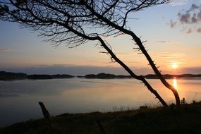 sunset over the lake in norway