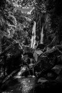 waterfall black and white