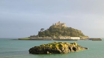 distant view of st michael's mount in cornwall