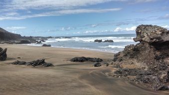 beach on the canary islands with rocks