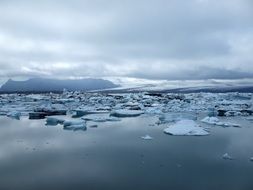 iceberg in lake winter iceland scene