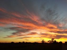 Landscape of sunset clouds on a sky