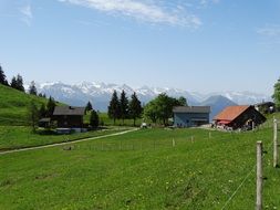alpine cottages in summertime