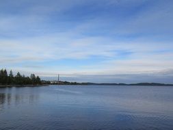 blue evening lake in finland