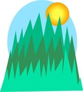graphic image of the sun in the mountains
