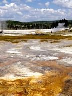 unusual colorful landscape in Yellowstone National Park, Wyoming