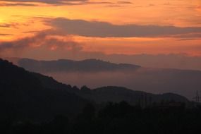 Landscape of the hills at the sunset