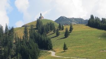distant view of the chapel on the wallberg mountain
