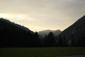 alpine mountains at the sunset in Austria