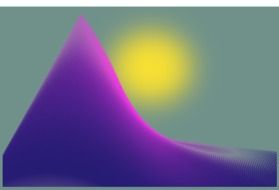 graphic image of a surrealistic mountain landscape