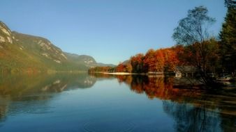 clean beautiful lake Bohinj in slovenia