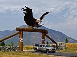 eagle on the gate at the ranch