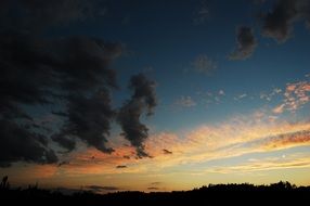 colored sky in the clouds at sunset