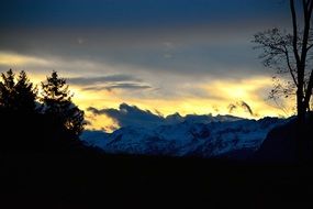 mountains sunset sky landscape