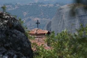 Monastery on the mountains on beautiful landscape in Meteora in Greece