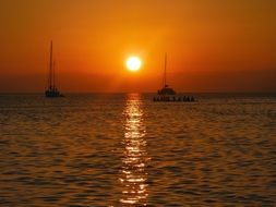 romantic sunset over the caribbean