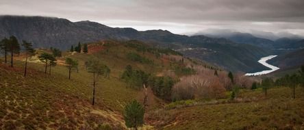 panoramic view of the rio lima river in portugal