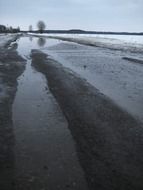 wet road in spring