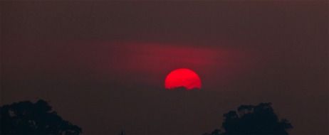 landscape of Blood sun at night time