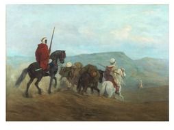 landscape on canvas Arab soldiers on horseback drawn by Guillaume Urban Regamey