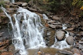 waterfall and stream on rock