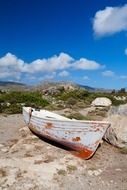 boat on the dry land landscape