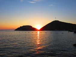 Beautiful colorful sunset in Bodrum in Turkey