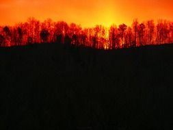 sunrise on the background of the picturesque landscape