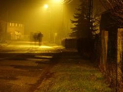 landscape of night street with lanterns