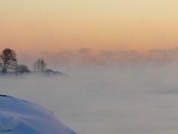 A lot of fog on the landscape