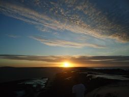 sunset on the horizon in the evening sky