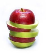 sliced green and red apples