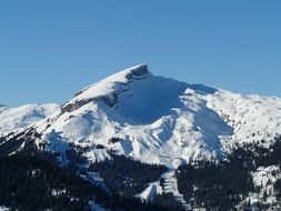 view of the snow-covered peak in the Alps