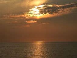 Landscape of the ocean at the sunset light