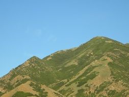 Beautiful and colorful mountains at blue sky background in Wyoming